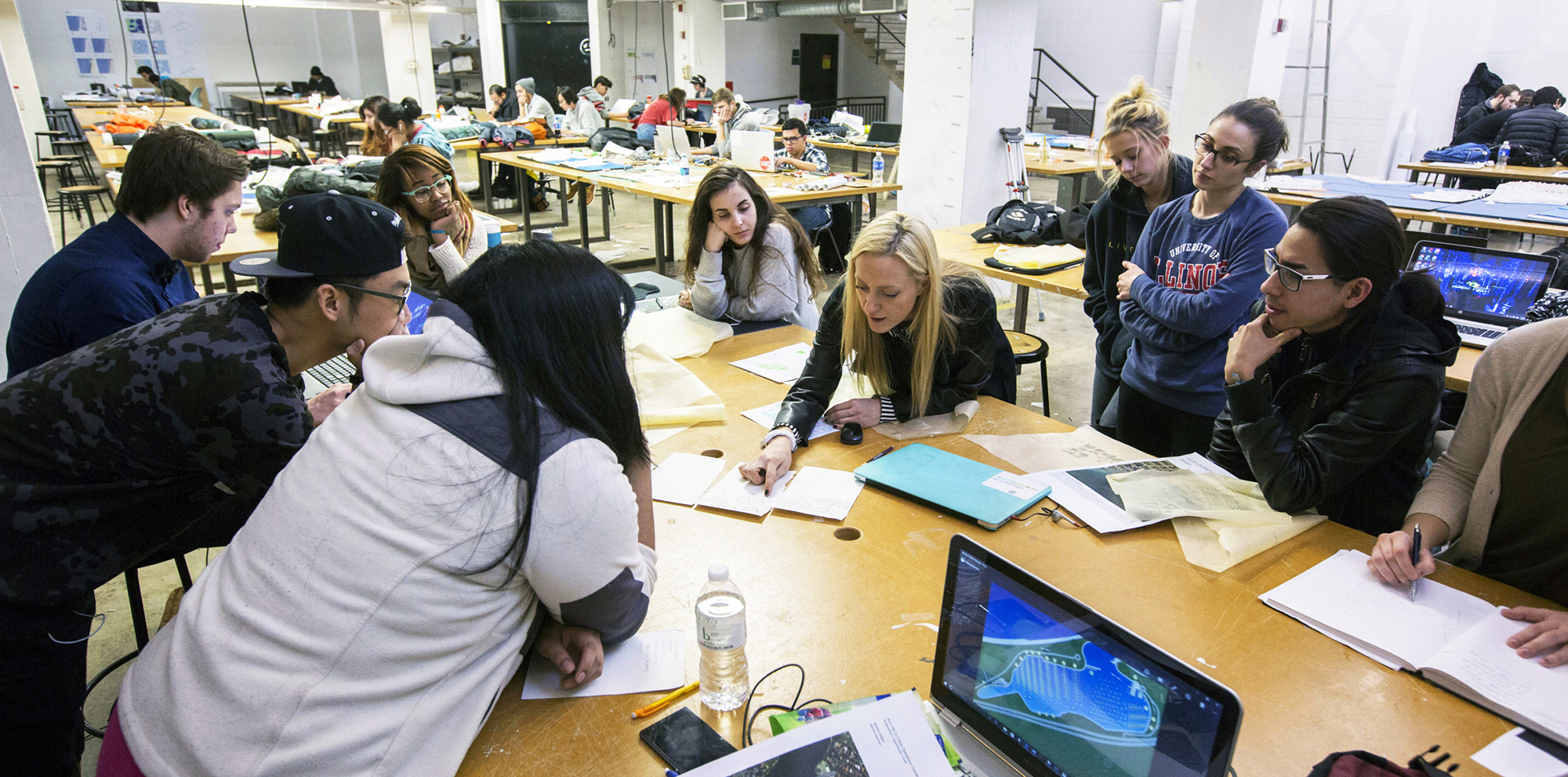 Faculty and students in the first-year studio